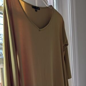 Khaki V-Neck Long Sleeve Tunic